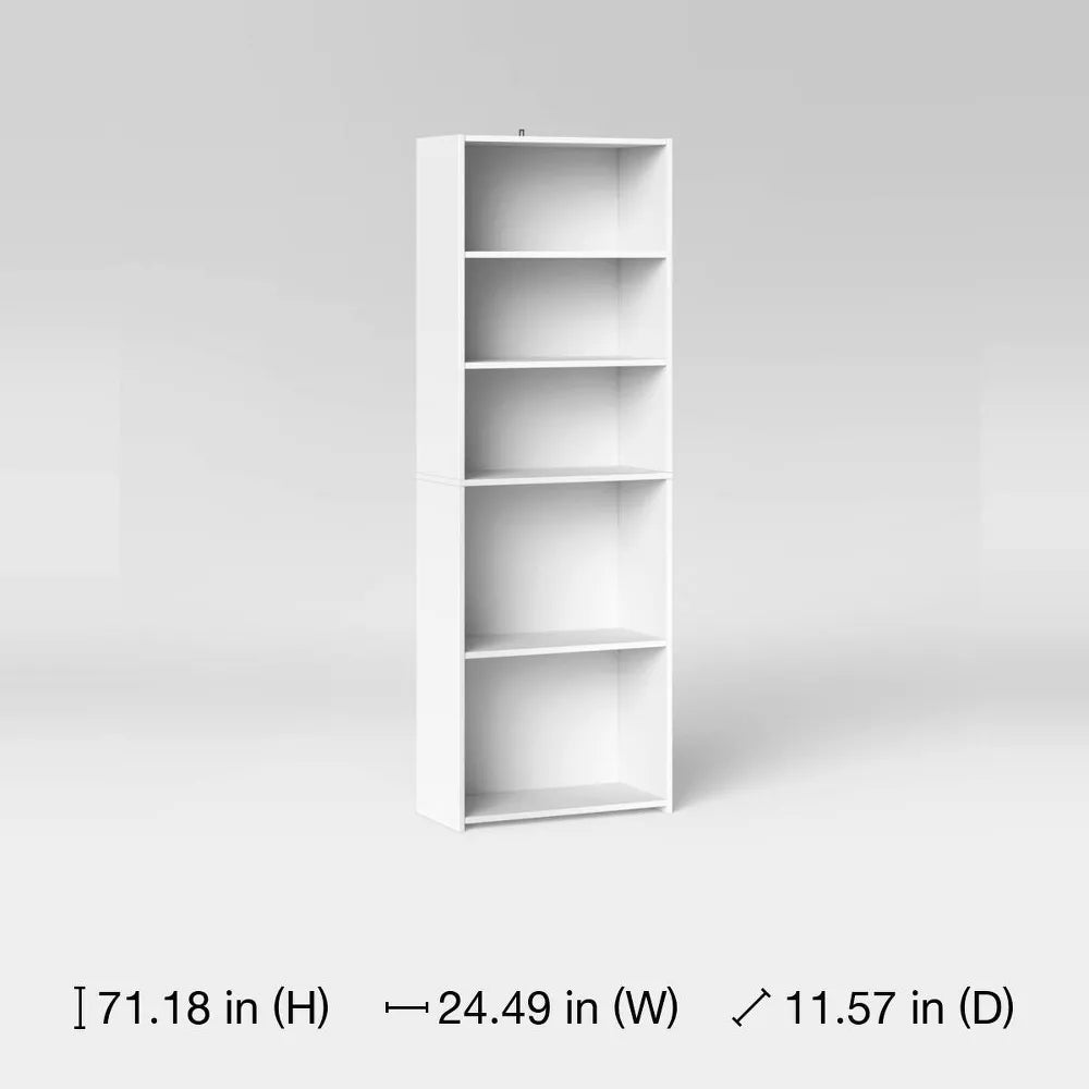Raft vertical de cărți cu 5 rafturi reglabile, design compact