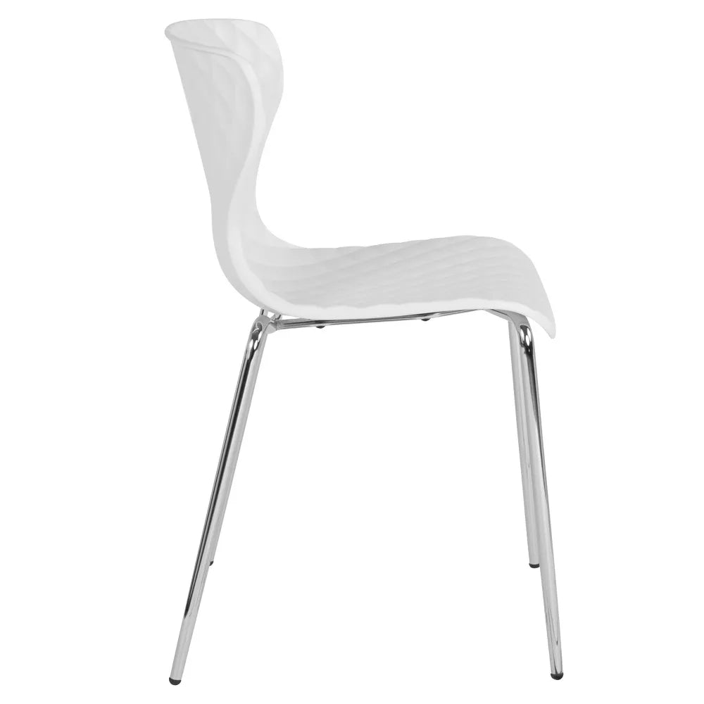 Scaun stivuibil din plastic cu design contemporan, cadru cromat