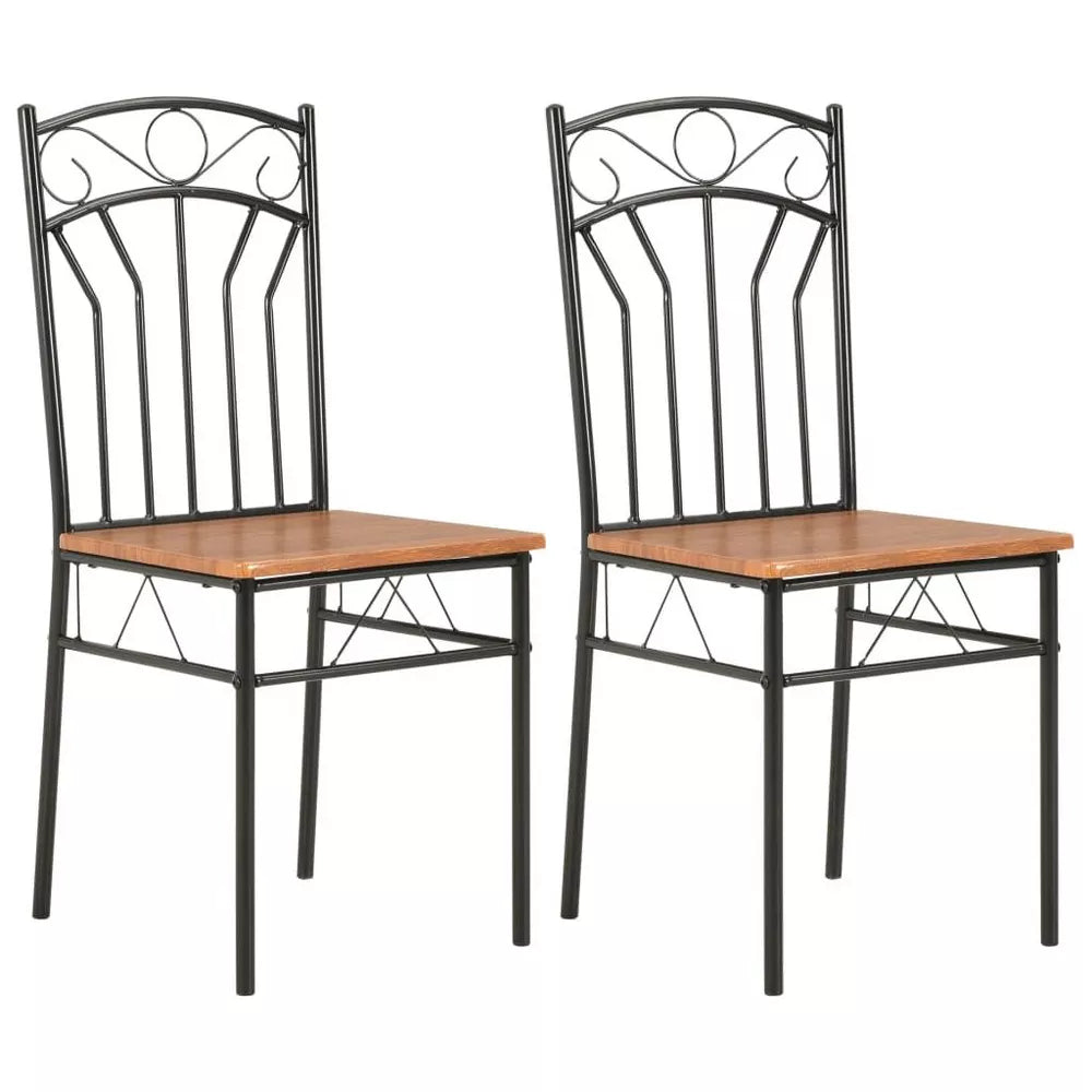 Set de 2 scaune de dining cu cadru de oțel și șezlong MDF, stil industrial
