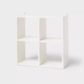 Raft decorativ de perete cu 4 compartimente cubice, mini organizator alb
