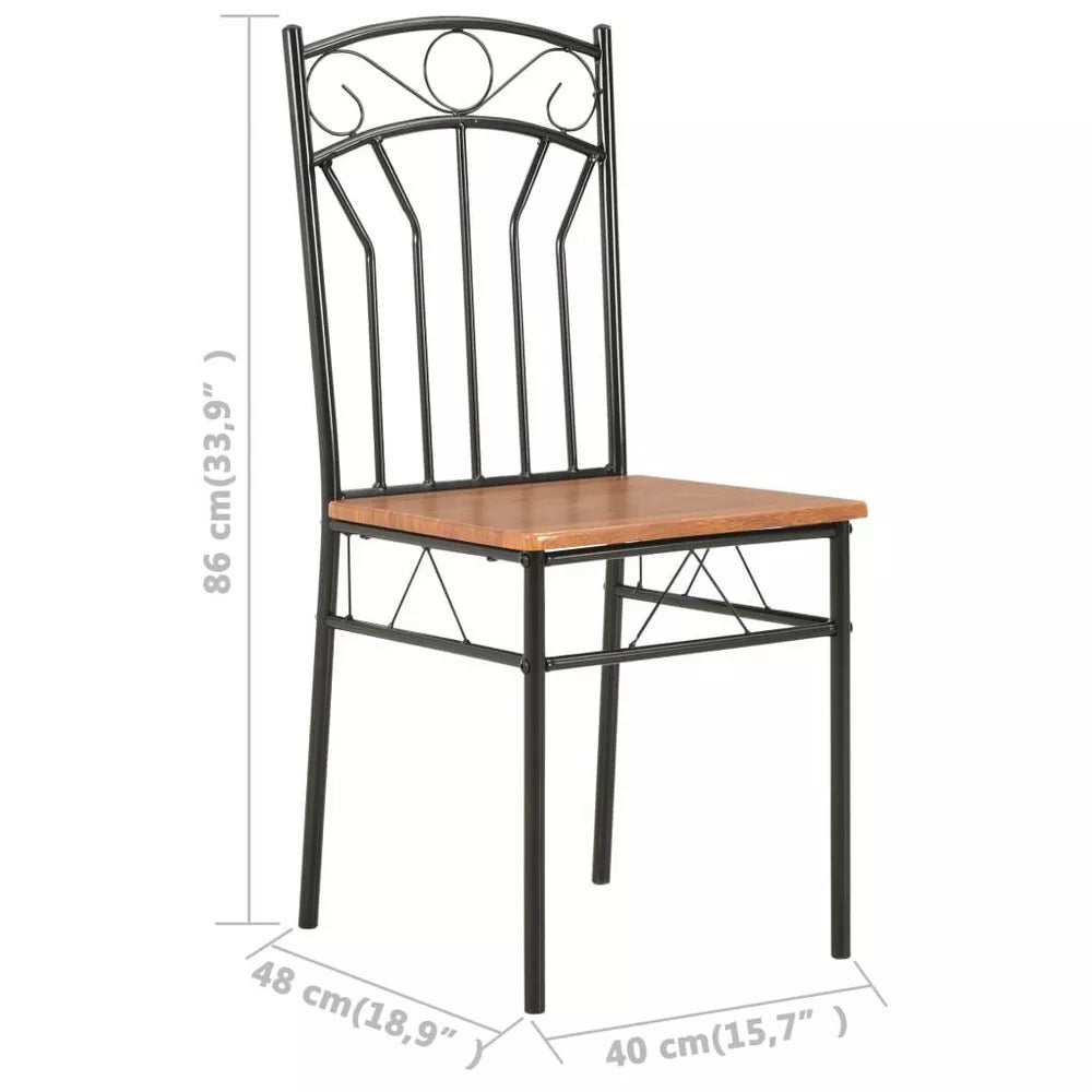 Set de 2 scaune de dining cu cadru de oțel și șezlong MDF, stil industrial